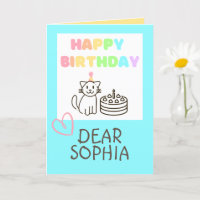 Rainbow Cat Happy Birthday  Card