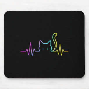 Rainbow cat heartbeat mouse pad