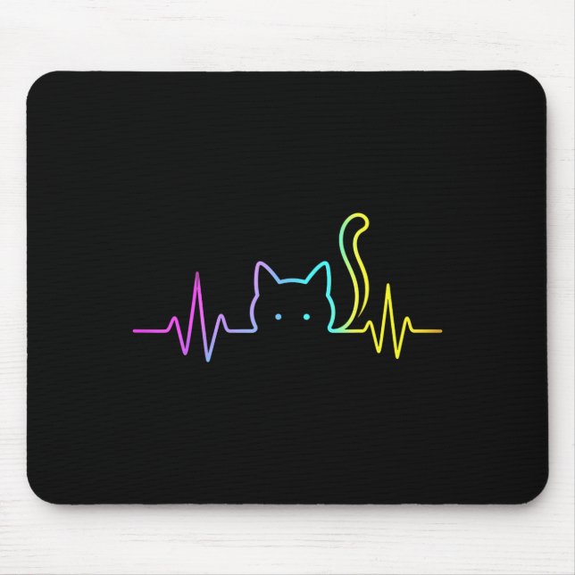 Rainbow cat heartbeat  mouse pad (Front)