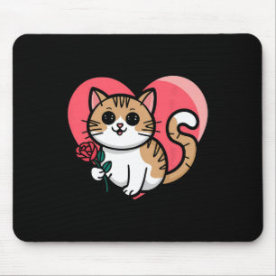 Rainbow Cat Hugging Heart Cute Valentine Graphic D Mouse Pad