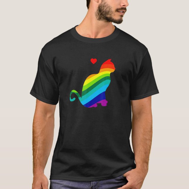 Rainbow Cat I Love Cats T-Shirt (Front)