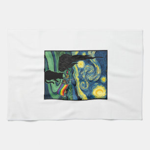 Rainbow Cat Night Landscape Vector Shirt Design_1 Tea Towel