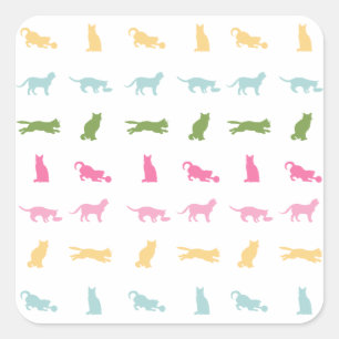 Rainbow Cat Pattern Square Sticker