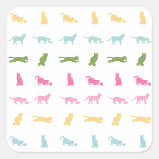 Rainbow Cat Pattern Square Sticker
