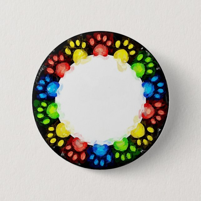 Rainbow Cat Paws 6 Cm Round Badge (Front)