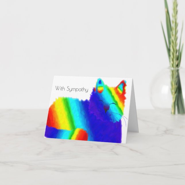 Rainbow Cat Pet Sympathy Card (Front)