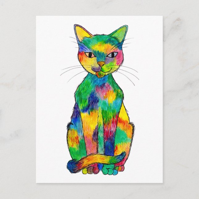 Rainbow Cat Postcard (Front)
