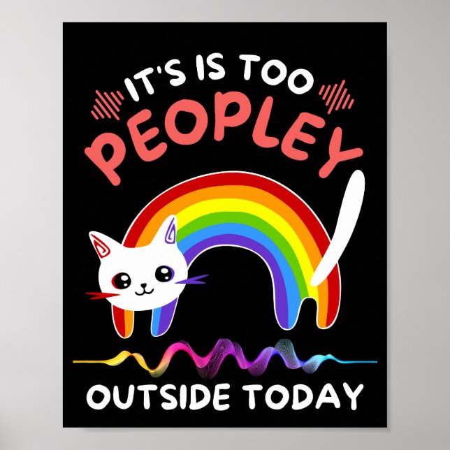 Rainbow Cat Poster, Rainbow Art  Funny Cat Lover Poster (Front)