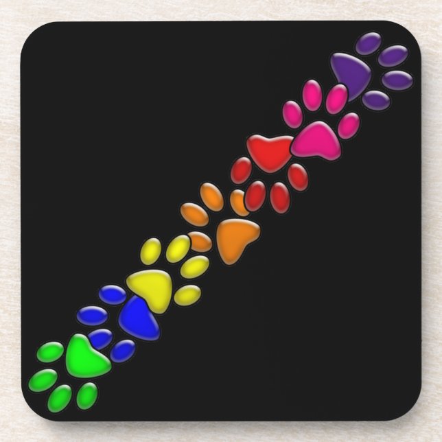 rainbow cat print coaster (Front)