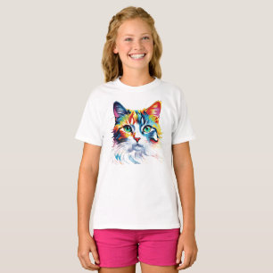 Rainbow Cat Print Kids T-Shirt Short Sleeve Tee