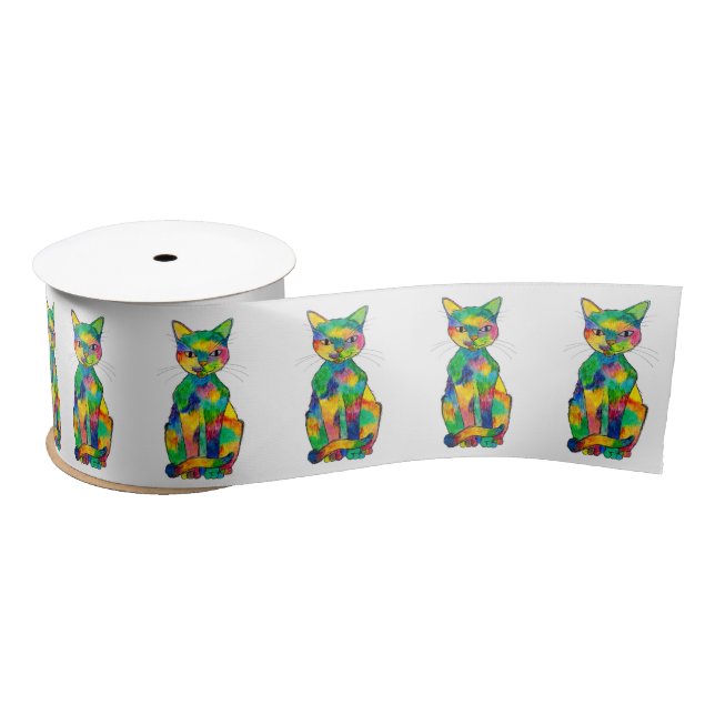 Rainbow Cat Ribbon Satin Ribbon (Spool)