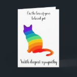 Rainbow cat silhouette or photo pet sympathy card<br><div class="desc">Simple and classic card,  in hard times like this,  less is more. Just a rainbow silhouette of a cat. Keep it or replace with a photo. All text is customizable,  you can change,  delete or add anything you want.</div>