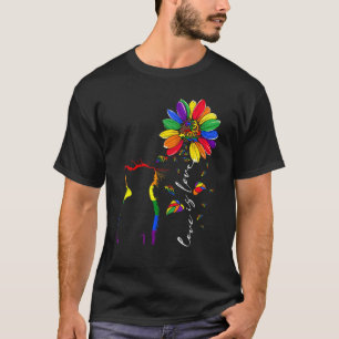 Rainbow Cat Sunflower Love Is Love Lgbt Gay Lesbia T-Shirt