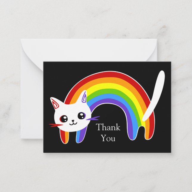 Rainbow Cat Thank You Card (Front)