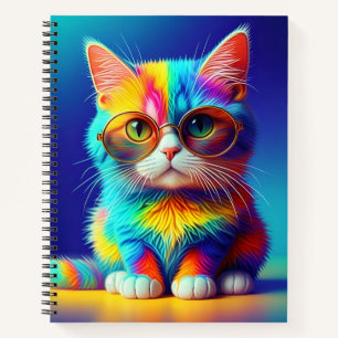 Rainbow Cat with Glasses Notebook