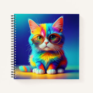 Rainbow Cat with Glasses Notebook