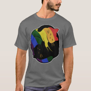 Rainbow Cat Yin Yang LGBT Gay Pride Flag T-Shirt