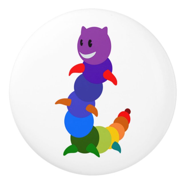 RAINBOW CATERPILLAR CERAMIC KNOB (Front)