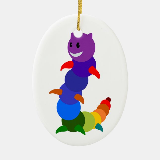 RAINBOW CATERPILLAR CERAMIC TREE DECORATION (Front)