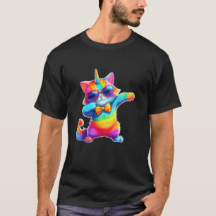 Rainbow Caticorn Dabbing Cat Unicorn Gift T-Shirt