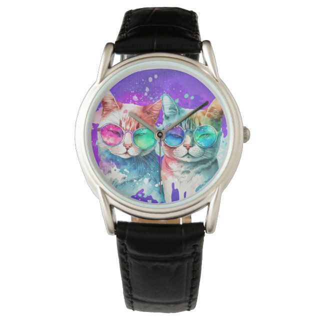 Rainbow Cats Couple  Watch (Front)