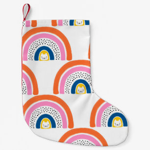 Rainbow cats seamless kids pattern. Cute hand draw Small Christmas Stocking