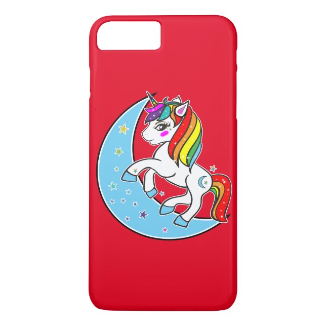 Rainbow Celestial Blue Moon & Stars Unicorn Case-Mate iPhone Case (Back)