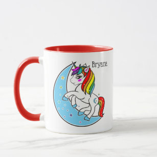 Rainbow Celestial Blue Moon & Stars Unicorn Mug
