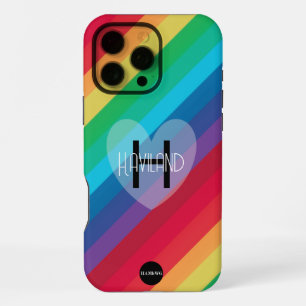 Rainbow Cell Phone Case with Heart Name HAMbWG