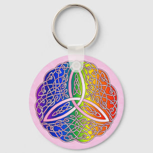 Rainbow Celtic Art Trinity Knot Key Ring