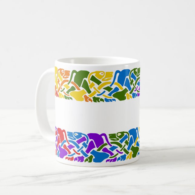 Rainbow Celtic Hounds Coffee Mug (Front Left)