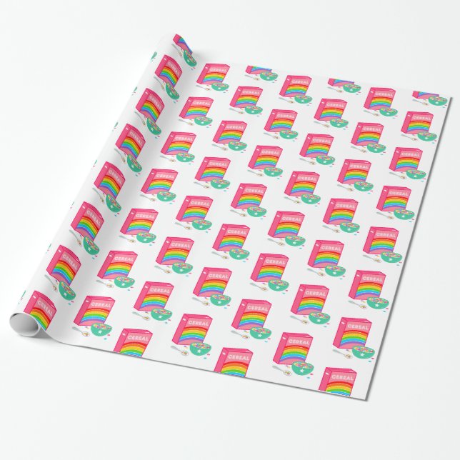 Rainbow Cereal Pattern Wrapping Paper (Unrolled)