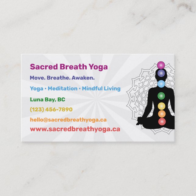 Rainbow Chakra Yoga Business Card (Front)