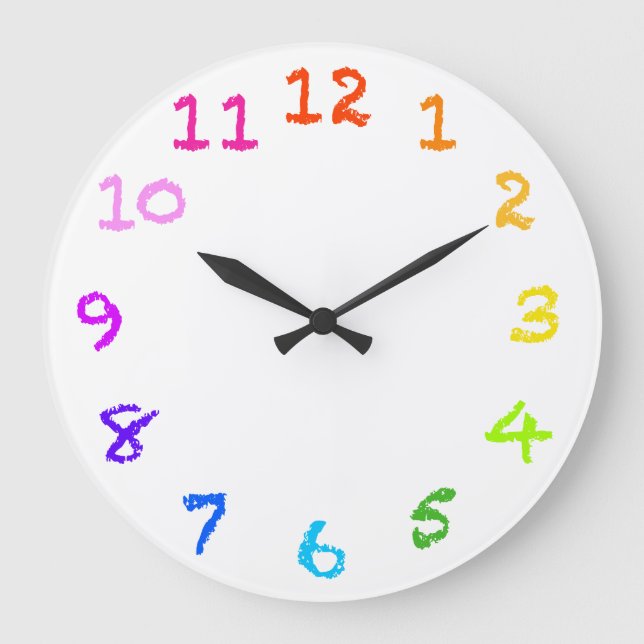 Rainbow Chalk Numbered Wall Clock (Front)