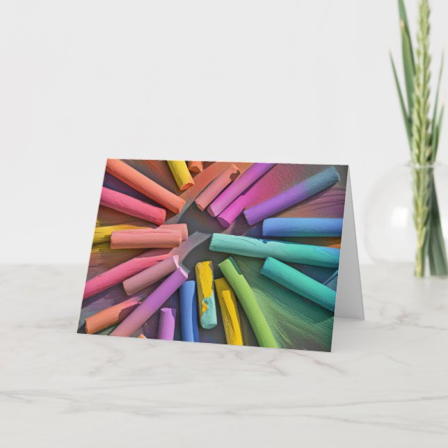 Rainbow Chalk Pieces Thank You Card (Front)