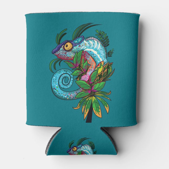 Rainbow Chameleon Can Cooler (Front)