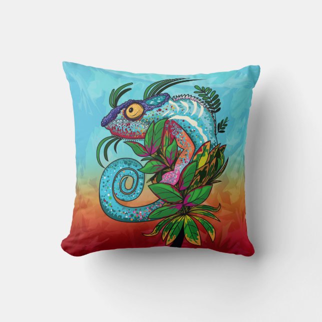 Rainbow Chameleon  Cushion (Front)
