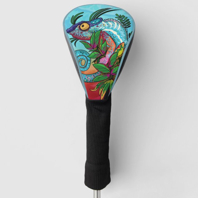 Rainbow Chameleon Golf Head Cover (Front)