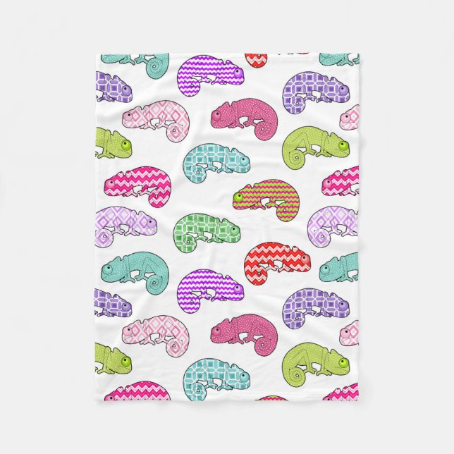 Rainbow Chameleon Pattern Fleece Blanket (Front)