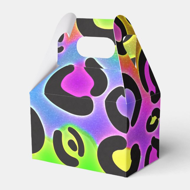 Rainbow Cheetah Leopard Print Party Favour Boxes (Front Side)