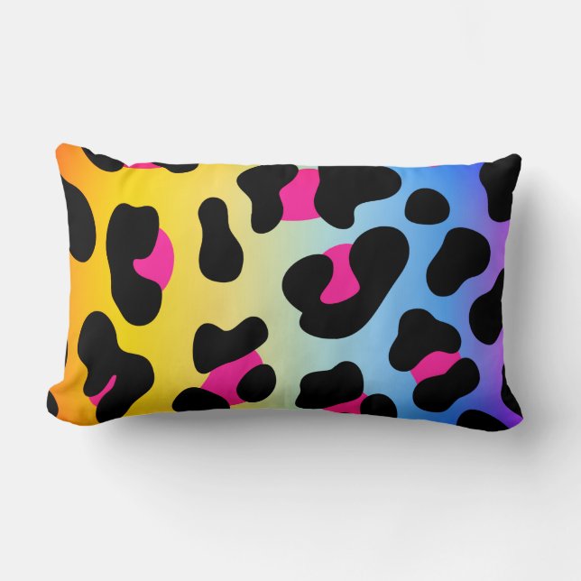 Rainbow Cheetah Print Lumbar Pillow (Front)