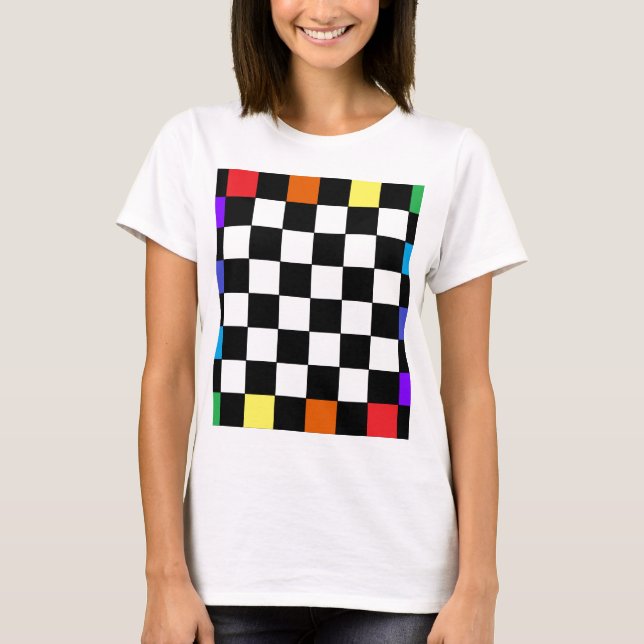 Rainbow Chequerboard CricketDiane T-Shirt (Front)