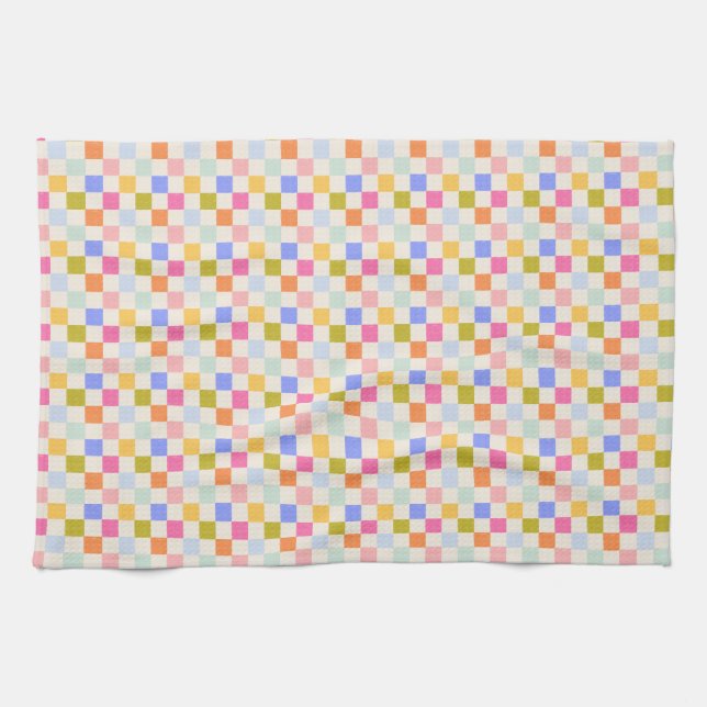 Rainbow Chequerboard Tea Towel (Horizontal)