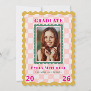 Rainbow Chequered Grad Announcement with Photo