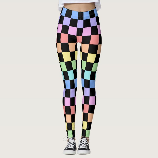 Rainbow Chequered Pattern Leggings (Front)