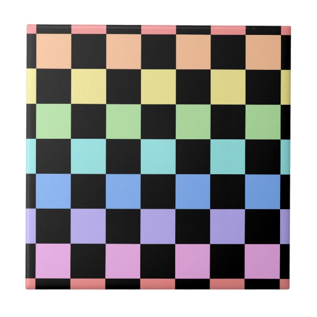 Rainbow Chequered Pattern Tile (Front)