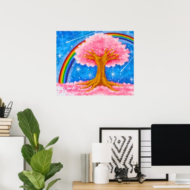 Rainbow＆Cherry blossom Poster (Home Office)
