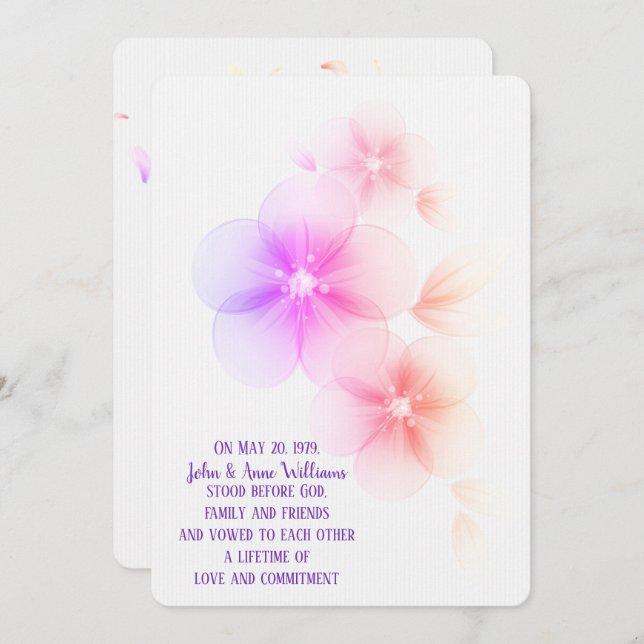 Rainbow Cherry Blossom Wedding Invitation (Front/Back)