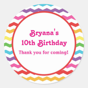 Rainbow Chevron Birthday Party Custom Sticker