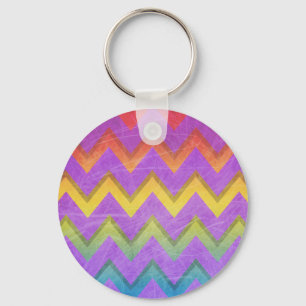 Rainbow Chevron by Shirley Taylor Key Ring